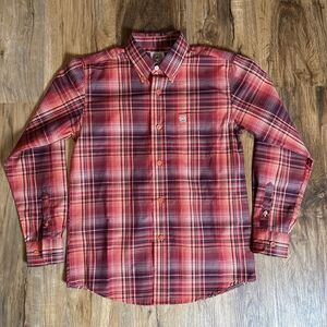 Cinch Boys' Plaid Print Long Sleeve Button-Down Up Shirt Size Size 10 Kids Youth
